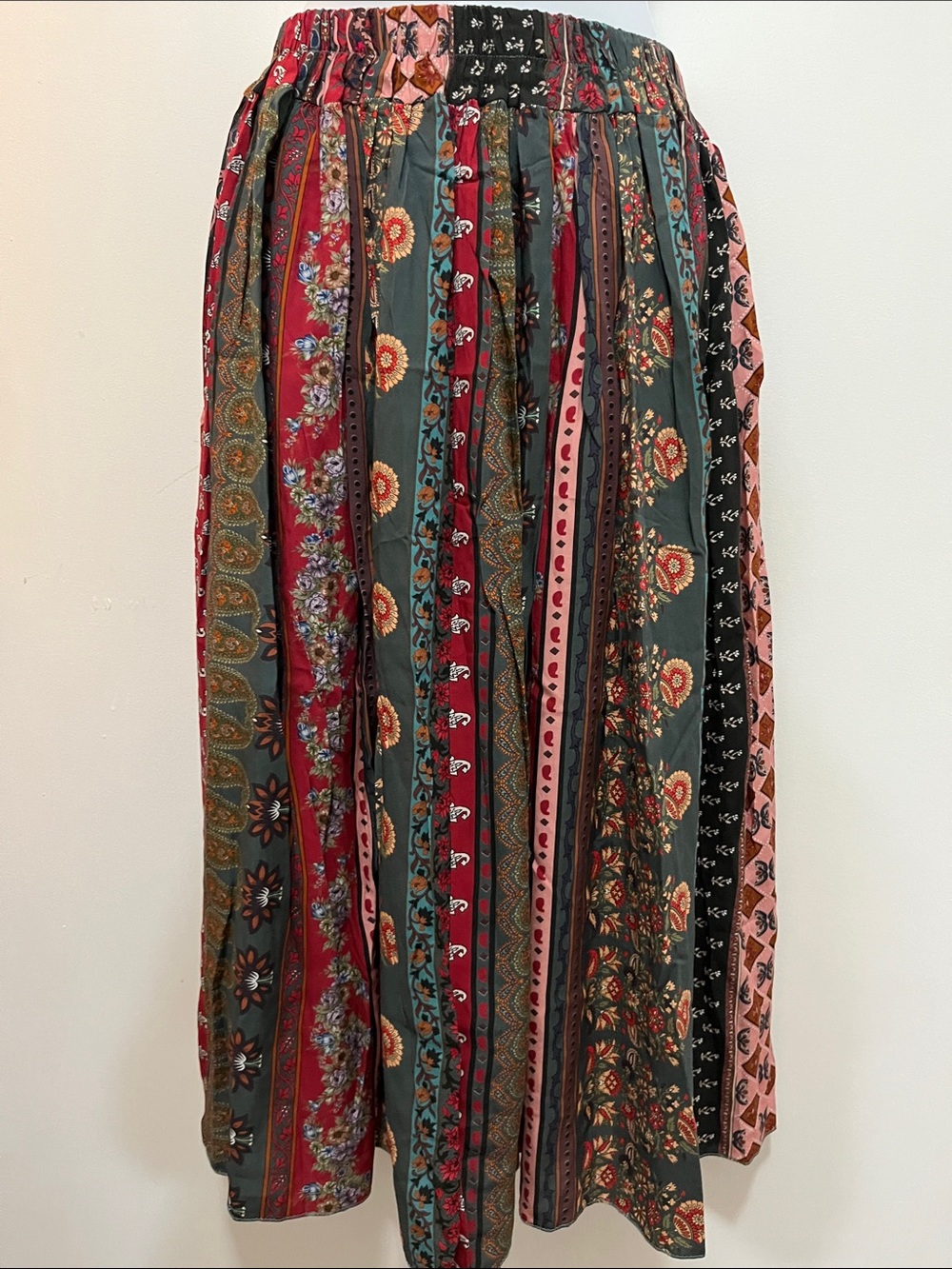 Boho Midi Skirt ,Made in Italy, 100% Viscose S | Women’s Floral Paisley Print